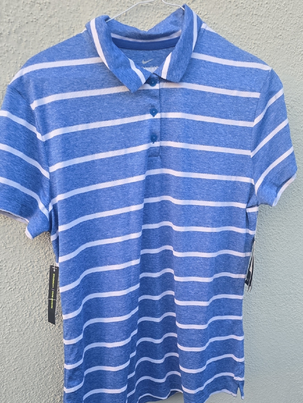 Nike Blue & White Striped Polo